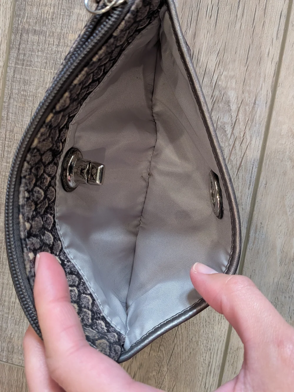 Vintage Coach Snake-Print Grey Wristlet